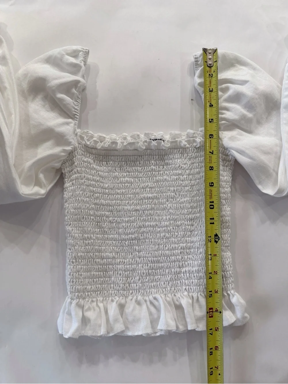 Reformation Women's XS White Linen Smocked Puff Sleeve Crop Top NWOT Coquette